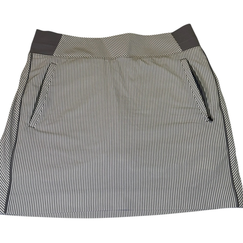 Athleta Brooklyn Skort Size 8 Gray White Stripe Athletic Golf Tennis